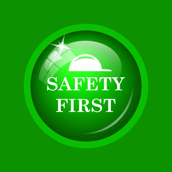 安全最初のアイコン 緑の背景のインター ネット ボタン — ストック写真