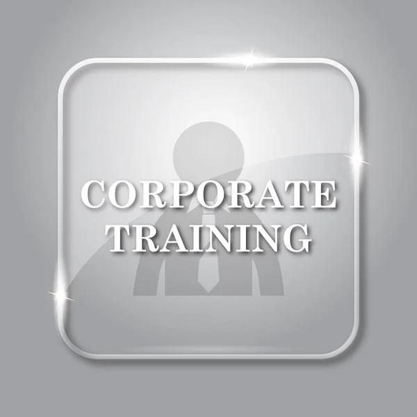 Corporate training icon. Transparent internet button on grey background