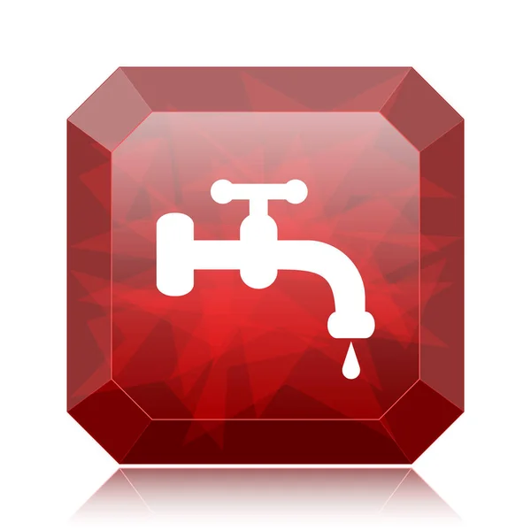 Water Tap Icon Red Website Button White Background — Stock Photo, Image