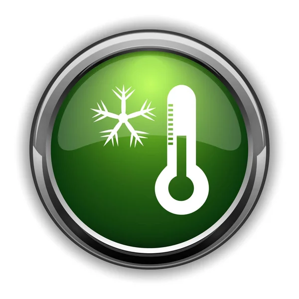 带有温度计图标的雪花 雪花与温度计网站按钮白色背景 — 图库照片