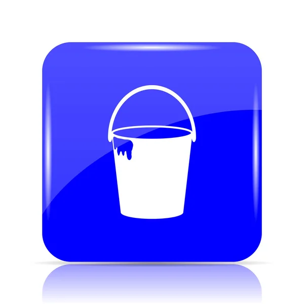 Ícone Balde Botão Azul Site Fundo Branco — Fotografia de Stock