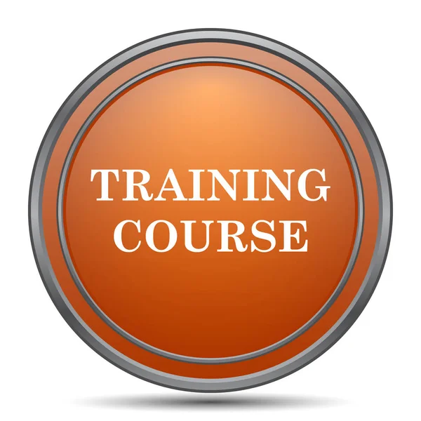 トレーニング コースのアイコン 白い背景の上のオレンジ色のインター ネット ボタン — ストック写真