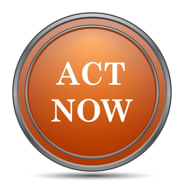 Act Now Icon Orange Internet Button White Background — Stock Photo, Image