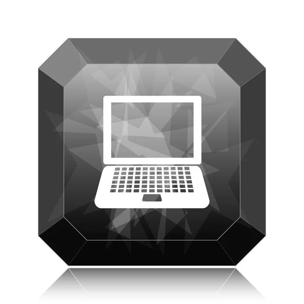 Laptop Symbol Schwarzer Website Knopf Auf Weißem Hintergrund — Stockfoto