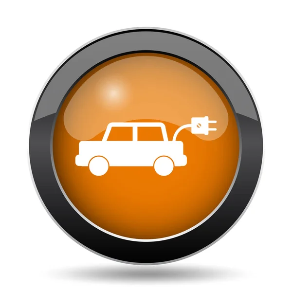 Elektrikli Otomobil Simgesi Elektrikli Otomobil Web Sitesi Düğmesini Beyaz Arka — Stok fotoğraf