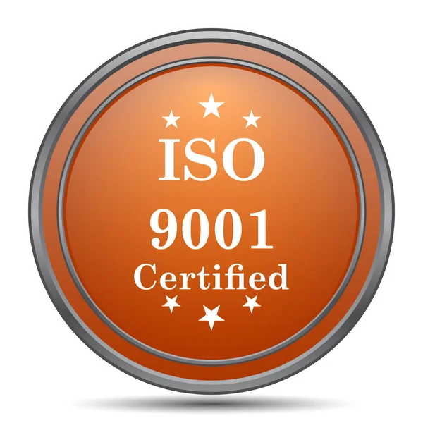 Ikona Iso9001 Oranžové Tlačítko Internet Bílém Pozadí — Stock fotografie