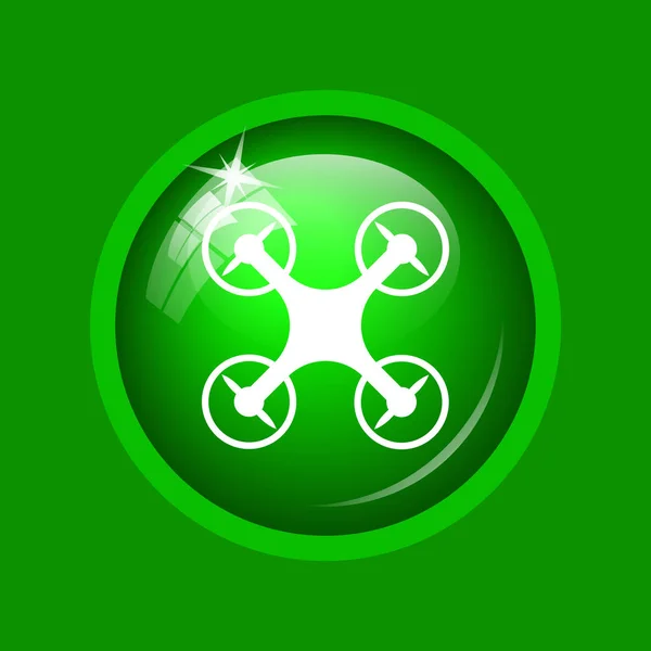 无人机图标 绿色背景上的互联网按钮 — 图库照片