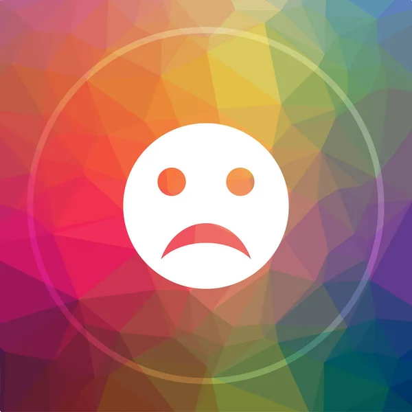 Sad Smiley Icon Sad Smiley Website Button Low Poly Background — Stock Photo, Image