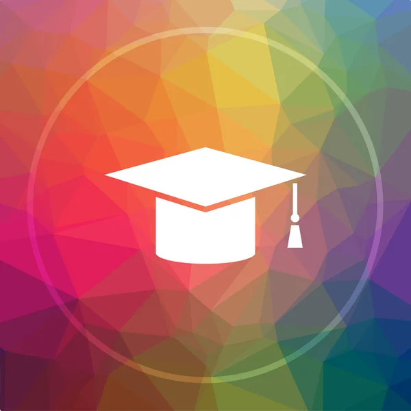 Graduation icon. Graduation website button on low poly background
