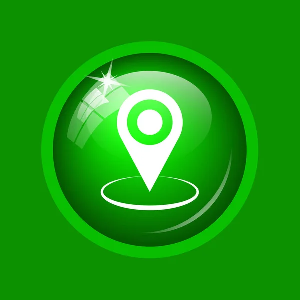 Pin Ikonę Lokalizacji Przycisk Internet Zielonym Tle — Zdjęcie stockowe