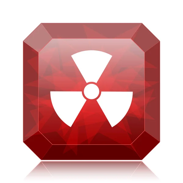 Promieniowania Przycisk Stronie Internetowej Ikona Czerwony Białym Tle — Zdjęcie stockowe