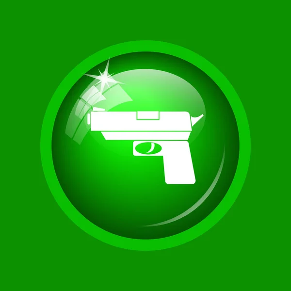 Gun Icon Internet Button Green Background — Stock Photo, Image