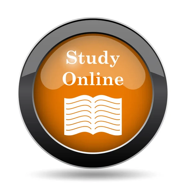 Study Online Icon Изучение Онлайн Сайт Кнопку Белом Фоне — стоковое фото