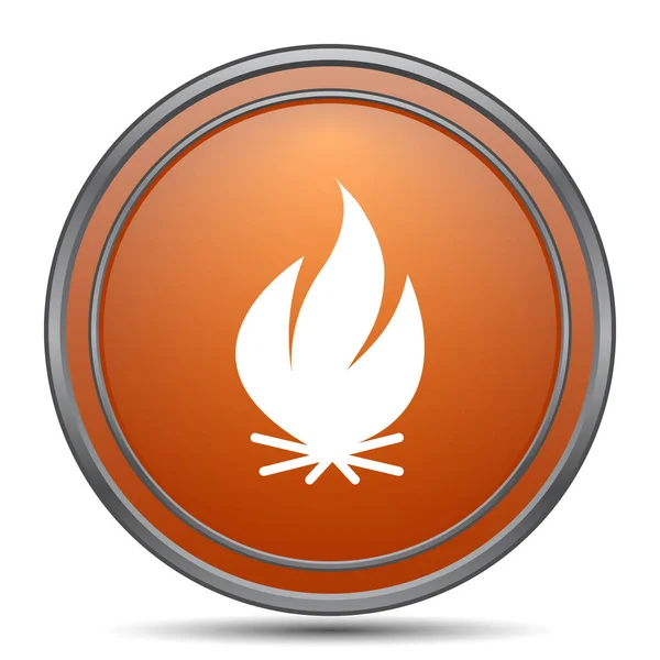 Ikona Ognia Pomarańczowy Przycisk Internet Białym Tle — Zdjęcie stockowe
