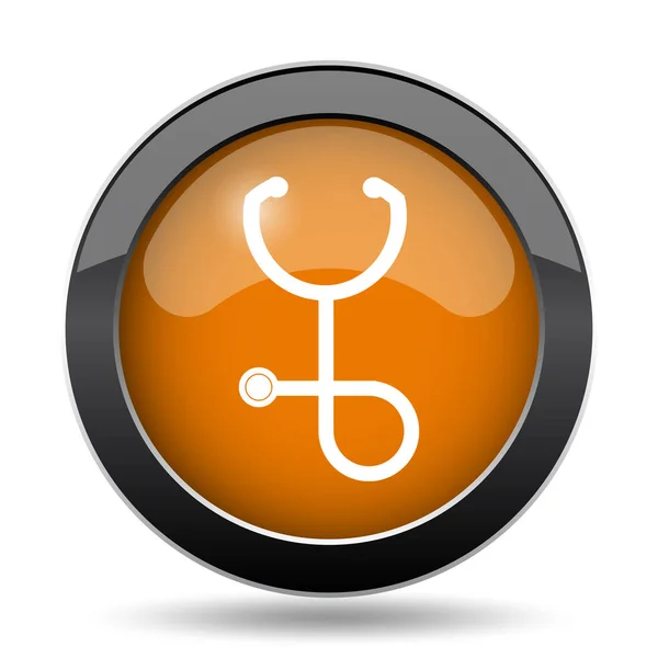 Stetoskop Simgesi Stetoskop Web Sitesi Düğmesini Beyaz Arka Plan Üzerinde — Stok fotoğraf