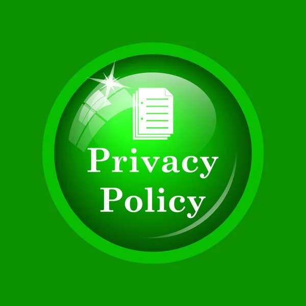 Privacy policy icon. Internet button on green background.