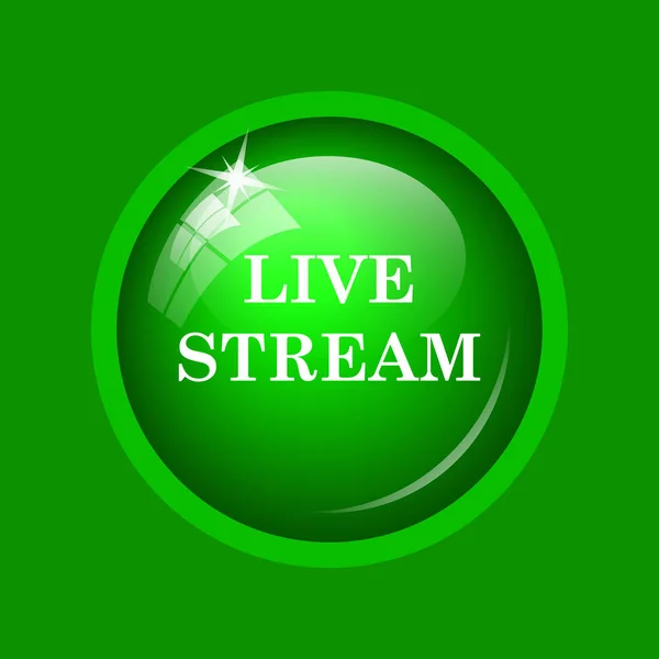 ライブ ストリームのアイコン 緑の背景のインター ネット ボタン — ストック写真