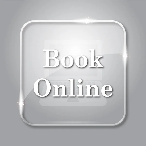 Книга Онлайн Значок Прозора Кнопка Інтернету Сірому Фоні — стокове фото