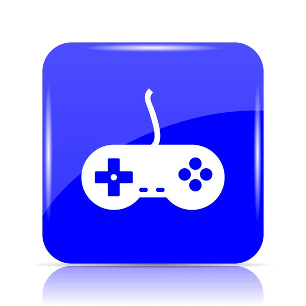 Gamepad Ιστοσελίδα Εικονίδιο Μπλε Κουμπί Λευκό Φόντο — Φωτογραφία Αρχείου