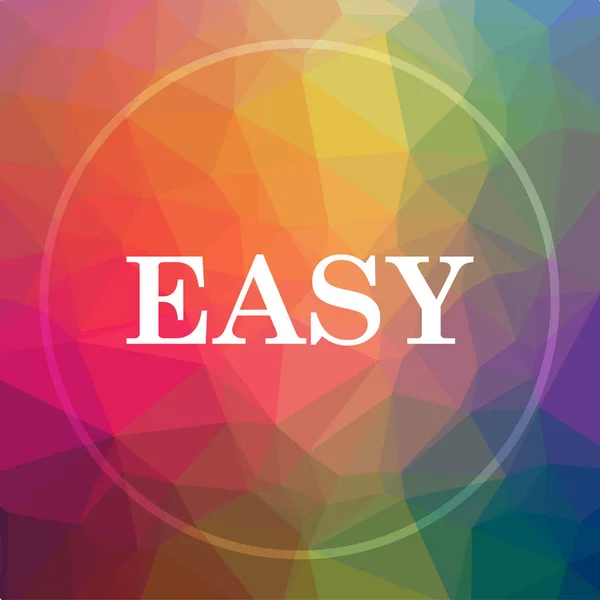 Easy icon. Easy website button on low poly background