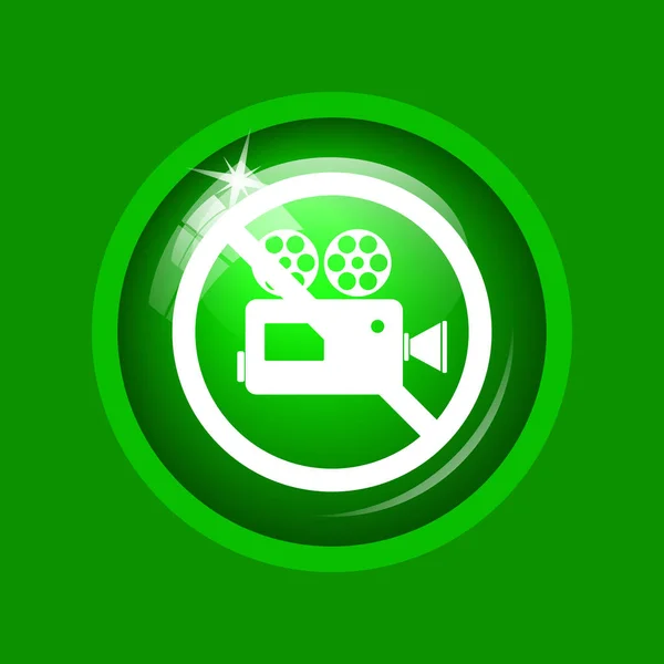 Ícone Câmera Vídeo Proibido Botão Internet Fundo Verde — Fotografia de Stock