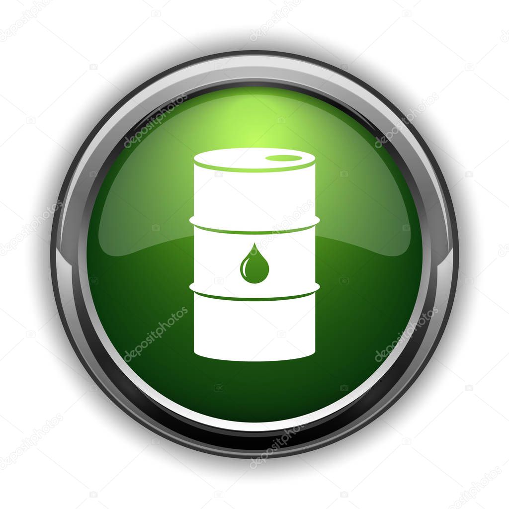 Oil barrel icon. Oil barrel website button on white background