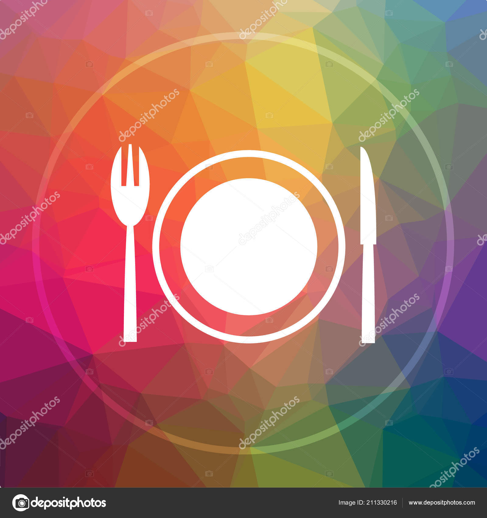 Restaurant Icon Restaurant Website Button Low Poly Background Stock Photo  by ©valentint 211330216