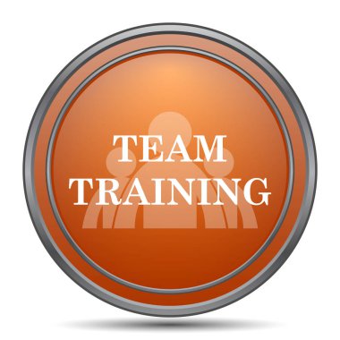 Takım eğitim simgesi. Beyaz arka plan turuncu internet düğme