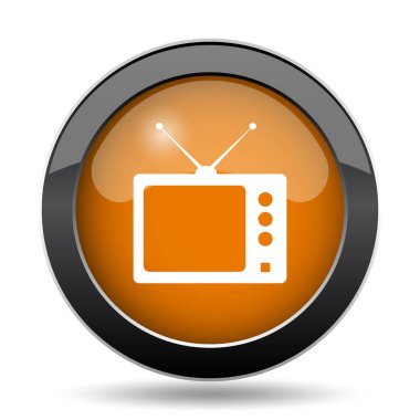 Retro tv simgesi. Retro tv Web sitesi düğmesini beyaz arka plan üzerinde