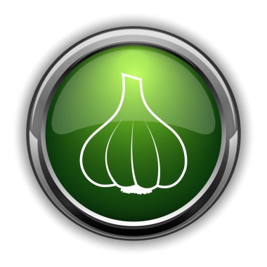 Sarımsak simgesi. Beyaz arka planda sarımsak Web sitesi düğmesini