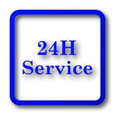 24 saat hizmet simgesi. 24 saat hizmet Web sitesi düğmesini beyaz arka plan üzerinde.