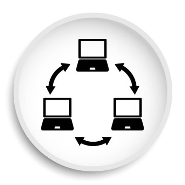 Bilgisayar ağ kutsal kişilerin resmi. Beyaz arka plan üzerinde Internet düğmesi