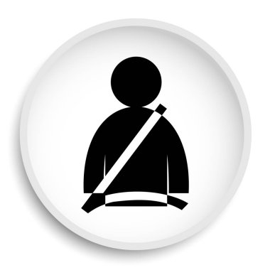 Emniyet kemeri simgesi. Emniyet kemeri Web sitesi düğmesini beyaz arka plan üzerinde.