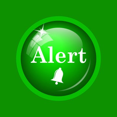 Alert icon. Internet button on green background. clipart