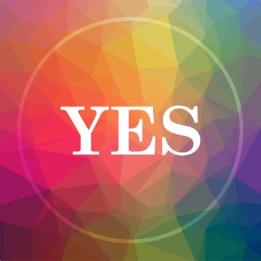 Simge Evet. Web sitesi düğmesini düşük poli arka plan üzerinde Evet