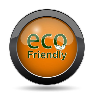 Eco dostu simgesi. Eco dostu web sitesi düğmesini beyaz arka plan üzerinde