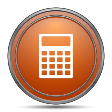 Hesap makinesi simge. Beyaz arka plan turuncu internet düğme