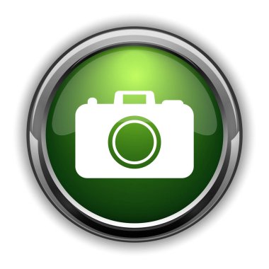 Fotoğraf kamera simgesi. Fotoğraf kamera web sitesi düğmesini beyaz arka plan üzerinde