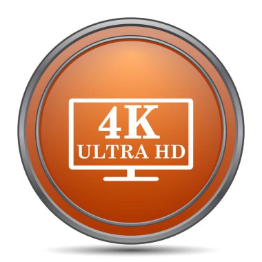 4 k ultra Hd simgesi. Beyaz arka plan turuncu internet düğme