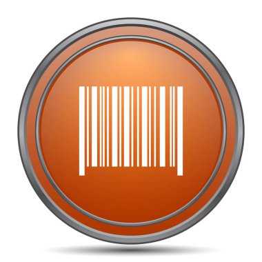 Barkod simgesi. Beyaz arka plan turuncu internet düğme