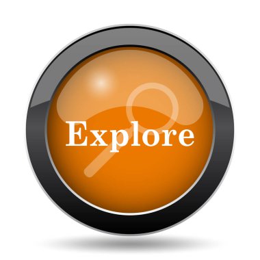 Simge keşfedin. Beyaz arka plan üzerinde Web sitesi düğmesini keşfetmek