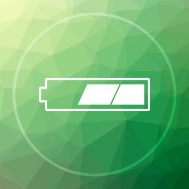 2 üçte bir batarya kutsal kişilerin resmi. 2 thirds þarj edilmiþ Web sitesi düğmesini yeşil düşük poli arka plan üzerinde