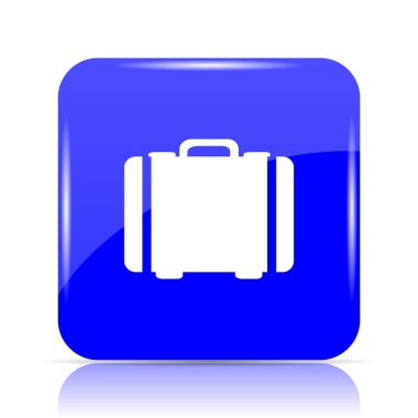 Bavul mavi kutsal kişilerin resmi web sitesi düğme beyaz arka plan üzerinde