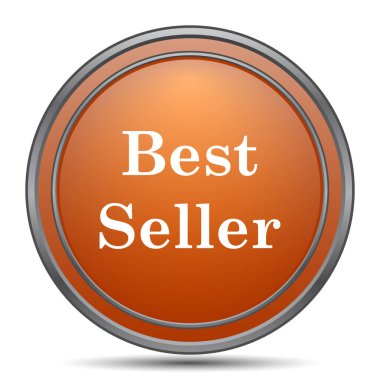 En iyi satıcı simgesi. Beyaz arka plan turuncu internet düğme