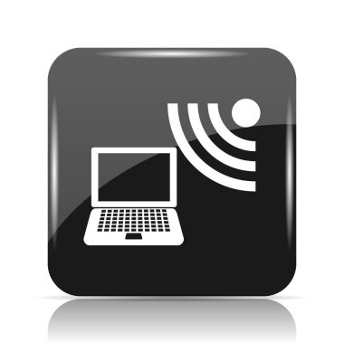 Kablosuz dizüstü simgesi. Beyaz arka plan üzerinde Internet düğmesi