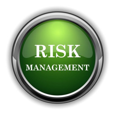 Risk Yönetimi simgesini. Risk yönetimi Web sitesi düğmesi beyaz arka plan üzerinde