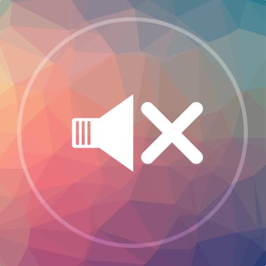 Ses simge yok. Düşük poli arka plan üzerinde hiçbir ses Web sitesi düğmesini