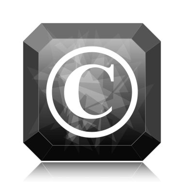 Telif hakkı simgesi, siyah Web sitesi düğmesini beyaz arka plan üzerinde