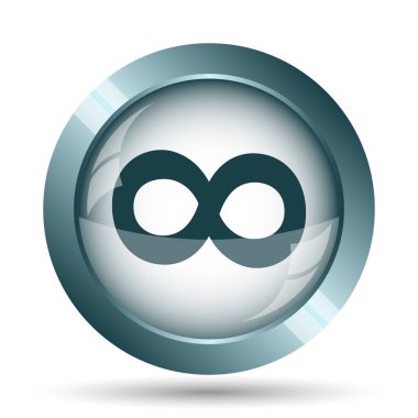 Sonsuzluk işareti simgesi. Beyaz arka plan üzerinde Internet düğmesi.