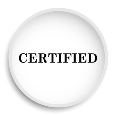 Sertifikalı simgesi. Beyaz arka plan üzerinde sertifikalı Web sitesi düğmesini. 
